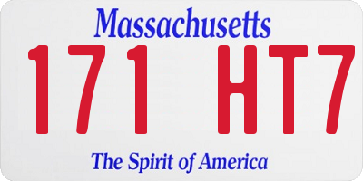 MA license plate 171HT7