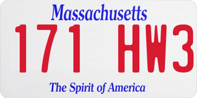 MA license plate 171HW3
