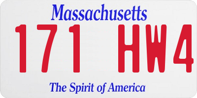 MA license plate 171HW4