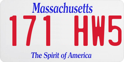 MA license plate 171HW5