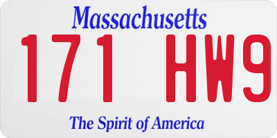 MA license plate 171HW9