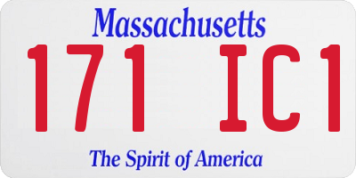 MA license plate 171IC1
