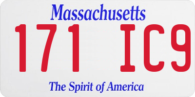 MA license plate 171IC9