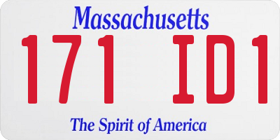 MA license plate 171ID1