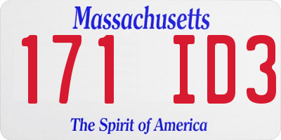MA license plate 171ID3