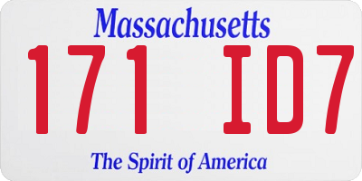 MA license plate 171ID7