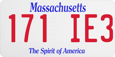 MA license plate 171IE3