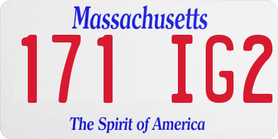 MA license plate 171IG2
