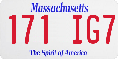 MA license plate 171IG7