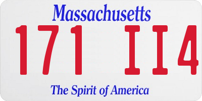 MA license plate 171II4