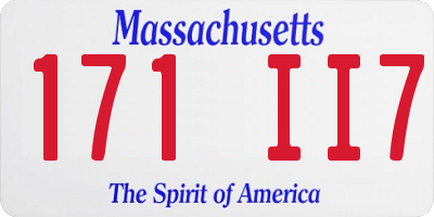 MA license plate 171II7