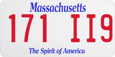 MA license plate 171II9