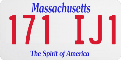 MA license plate 171IJ1