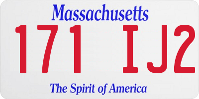 MA license plate 171IJ2