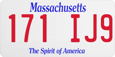 MA license plate 171IJ9