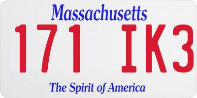 MA license plate 171IK3