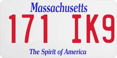 MA license plate 171IK9