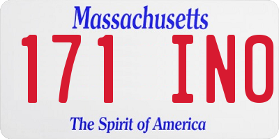 MA license plate 171IN0