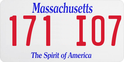 MA license plate 171IO7