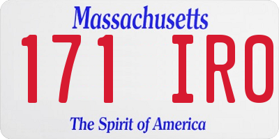MA license plate 171IR0