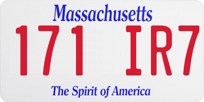 MA license plate 171IR7