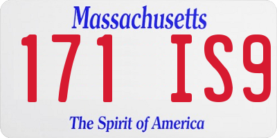 MA license plate 171IS9