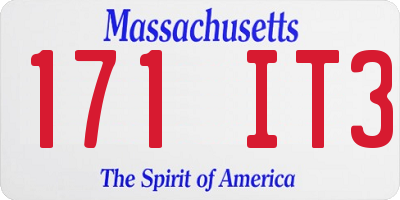 MA license plate 171IT3