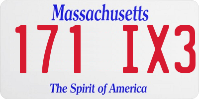 MA license plate 171IX3