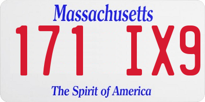 MA license plate 171IX9