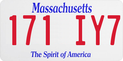MA license plate 171IY7