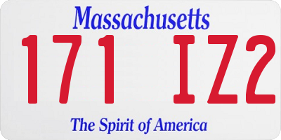 MA license plate 171IZ2