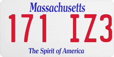 MA license plate 171IZ3