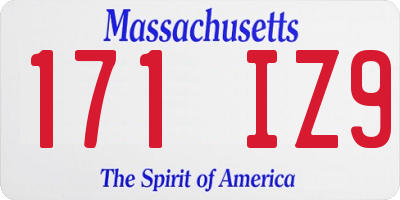 MA license plate 171IZ9