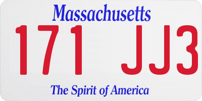 MA license plate 171JJ3