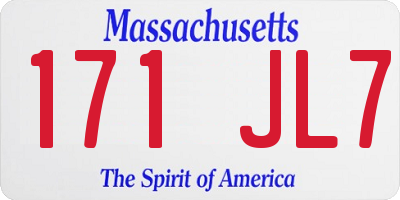 MA license plate 171JL7