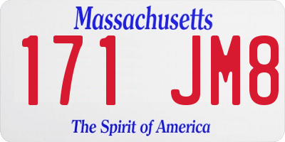 MA license plate 171JM8