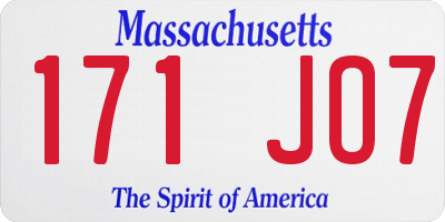 MA license plate 171JO7