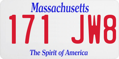MA license plate 171JW8