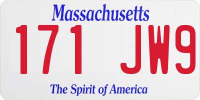 MA license plate 171JW9