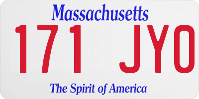 MA license plate 171JY0