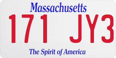 MA license plate 171JY3