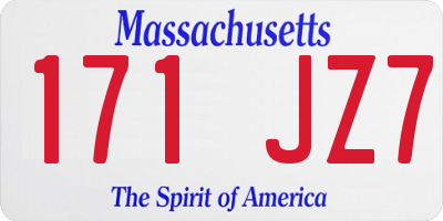 MA license plate 171JZ7