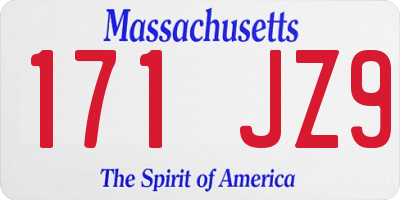 MA license plate 171JZ9