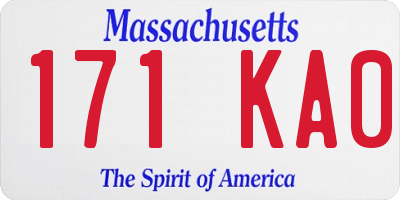 MA license plate 171KA0