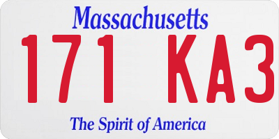 MA license plate 171KA3