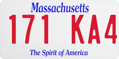 MA license plate 171KA4
