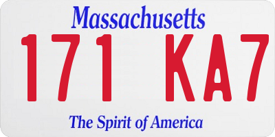 MA license plate 171KA7