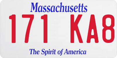 MA license plate 171KA8