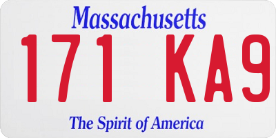 MA license plate 171KA9