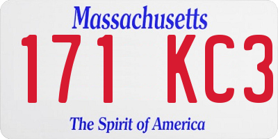MA license plate 171KC3